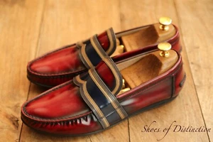 Prada Rot Blau Brüniert Leder Schuhe Halbschuhe Herren UK 7,5 US 8,5 EU 41,5 - Bild 1 von 11