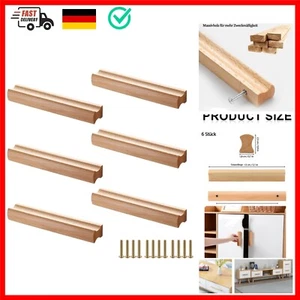 6 Stück Möbelgriffe Holz, Schrankgriffe Holz mit Schrauben, Lochabstand 96 mm... - Bild 1 von 9