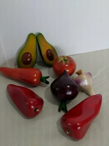 Vintage Group of Large Wooden Veggies - Set of 8 - Picture 1 of 8