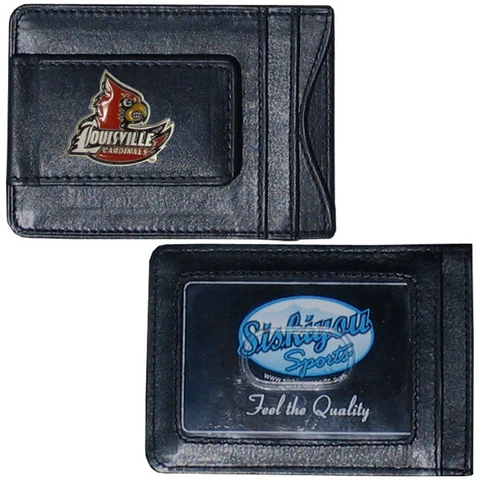 Louisville Cardinals Logo Leather Money Clip ID Card Cash Holder Wallet NCAA NEW Cover