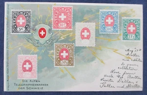 1903 Schweiz Briefmarke Multi Vw Gruß Postkarte gebraucht Interlaken nach USA - Bild 1 von 2