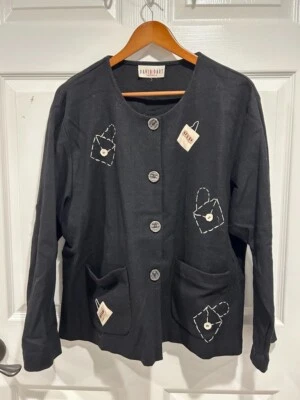 David Dart Knitwear Bolso de Mano Abotonado Chaqueta Temática Blazer Negro Talla Grande (?) Foto 1 de 4