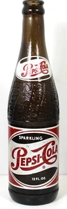 1950er DUNKLER BERNSTEIN ACL bemaltes Etikett Sodaflasche - PEPSI-COLA SPARTANBURG, S.C. - Bild 1 von 4
