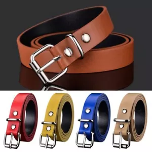 Children Leather Belt Trouser Dress Belts Pin Buckle Waistband Thin Waist Strap - Picture 1 of 20