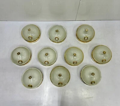 Set of 10 Vintage Brass Light Fixtures – Ceiling & Wall Mount Ocean Liner Design - Image 1 of 4