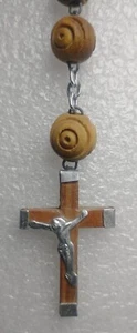 Rosario de colección tallado en madera de olivo y cadena de metal Belén Jerusalén Terra Santa - Imagen 1 de 11
