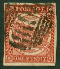 SG 13 New South Wales 1850. 1d carmine on laid paper. Good used. 4 good...