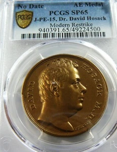 Dr David Hosackes MEDALLA AE J-PE-15 PCGS SP 65 Modern Restrike - Imagen 1 de 4