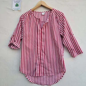 Twik Blouse Women Size S Red Stripes 3/4 Sleeve Ladies Tunic Top - Picture 1 of 10