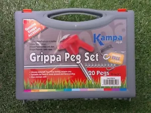 20 JUEGO DE 20 CLAVIJAS Y TIRADORES GRIPA clavijas de tienda de campaña extractor estuche de transporte caja 8" 20cm - Imagen 1 de 2