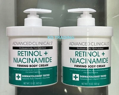 (2-Pk) ADVANCED CLINICALS ~RETINOL + NIACINAMIDE Firming BODY CREAM No Fragrance - Image 1 of 4