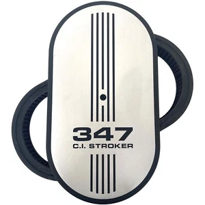 Ford 347 CI Stroker 15" Oval Air Cleaner Kit - Silver - Black Logo - Ansen USA - Picture 1 of 4