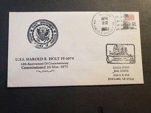 USS HAROLD E. HOLT FF-1074 Naval Cover 1983 Anniversary Cachet w/ insert - Picture 1 of 3