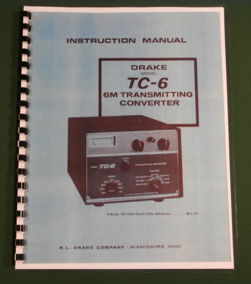 Drake TC-6 Instruction Manual - Premium Card Stock Covers & 28lb Paper - Image 1 of 1