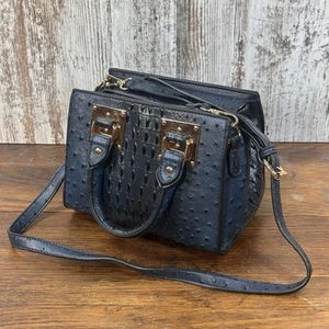 Bandolera/cartera ajustable de cuero vegano azul marino avestruz en relieve. 2 asas - Imagen 1 de 14