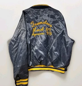 teamsters satin vasity jacket blue local 317 syracuse ny gary XL Extra Large - Picture 1 of 18