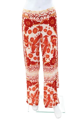 Pantalones de pierna ancha Rebecca Minkoff para mujer con detalle de recorte en el tobillo transparente rosa talla 2 Foto 1 de 4