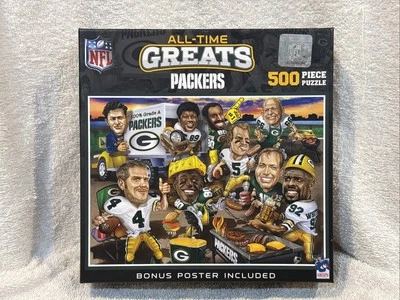 SWEET Green Bay Packers All-Time Greats Masterpieces 500 Piece Jigsaw Puzzle NIB - Image 1 of 4