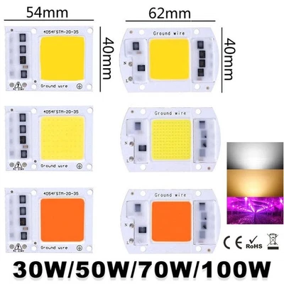 LED COB Chip 30-100W 220V kalte und warme Farbe ohneFahrflutlicht Pflanzenlicht - Bild 1 von 4
