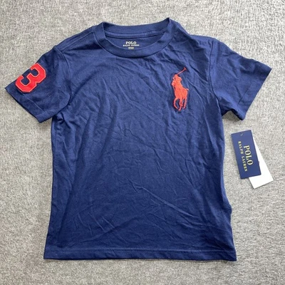 Polo Ralph Lauren Blue T Shirt #3 On Sleeve Youth Size 5 Big Pony - Image 1 of 4