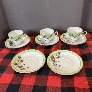 Vintage Demitasse Tea Cup & Saucer Set Of 3 With 2 Extra Saucers Japan - Picture 1 of 6