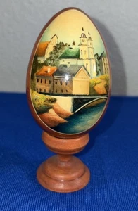 Souvenir Wooden Egg Hand Painted Minsk Belarus 1999 - Picture 1 of 6