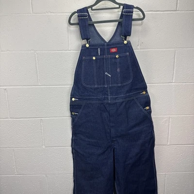 Dickies Classic Bib Overalls Mens 34x32 Black Canvas Carpenter Bibs Pants Work - Image 1 of 4