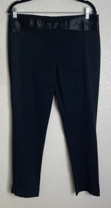 Ruby Rd Womens 14 Petite Black Pull On Elastic Pants Satin Trim Going Out Career - Picture 1 of 9