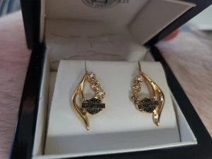 Harley-Davidson Ohrringe 10K Gold mit Diamanten - Bild 1 von 1