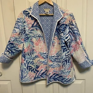 Appleseeds Womens Jacket Blazer Sz XL Reversible Long Sleeve Cottage Coastal - Picture 1 of 6