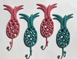 METALL ANANAS WANDHAKEN (4) rosa und türkis 10" hoch - Marke Sommer Sol - Bild 1 von 5