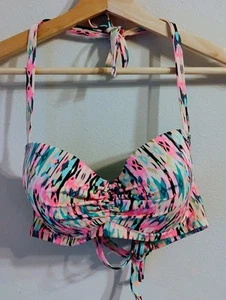Shade & Shore Bikini Oberteil 36C Rosa und Blau Strand Pool Tie Back - Bild 1 von 5