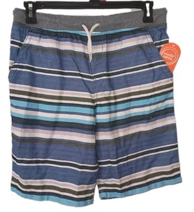 New Boys XL 14-16 Husky Wonder Nation Jogger Shorts Striped Blue 100% Cotton - Picture 1 of 2