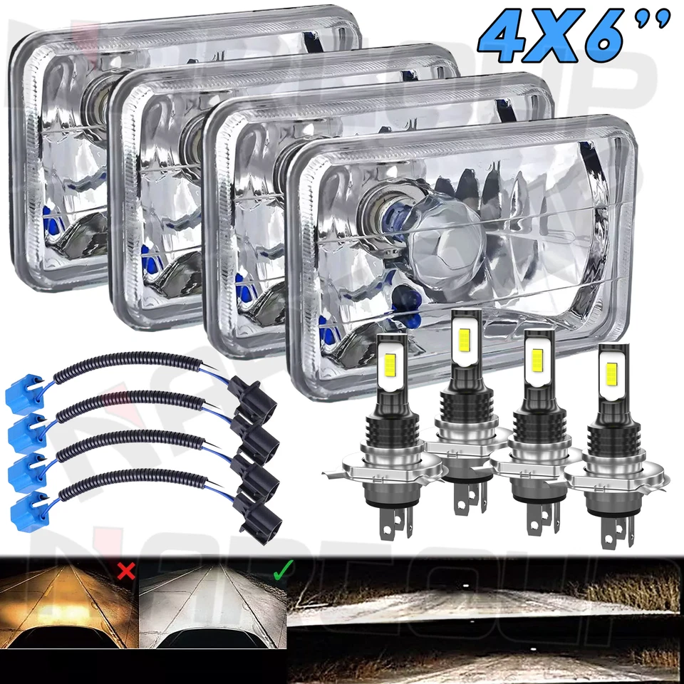 For Buick Regal Grand National 1982-87 4X6" LED Headlights Hi/Lo Beam H4666 Lamp - Image 1 of 4