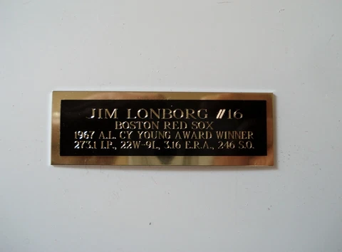 Jim Lonborg Red Sox 1967 Cy Young Baseball Card Plaque Nameplate 1" X 3" Cover