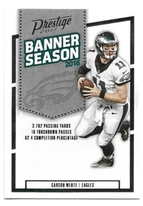 Carson Wentz 2017 Panini Prestige Banner Temporada #21 - Philadelphia Eagles - Imagen 1 de 2