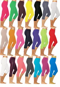3/4 Capri Leggings kurz viele Farben Baumwolle Sport Yoga - Bild 1 von 28