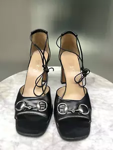 TOM FORD for GUCCI vintage 1996 era Sandals Heel Horsebit, Black, EU39.5 - Picture 1 of 16