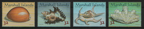 MARSHALL ISLANDS, SCOTT # 653, MNH SET OF 4 SEA SHEELS (SEASHELLS) YEAR ...