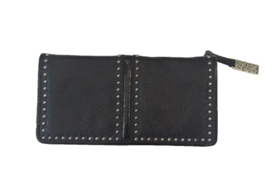 Cartera BRIGHTON Bastante Resistente Cuero Suave Negra Tachonada Identificación CC Cremallera Moneda A Presión Foto 1 de 4
