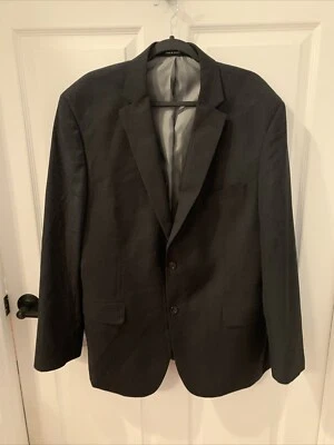Men's size 46 Long Pronto Uomo Blazer Black Wool Blend 2 Button Sport Coat - Image 1 of 4