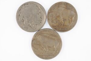 Plein De 3 Buffalo Nickels (1923-S, 1928-D Et S) En Fin À VF État