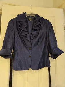 Adrianna Papell Womens Evening Essentials Blue Jacket Size 12 - Picture 1 of 10