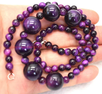 Top 6mm 14mm África multicolorido olho de tigre colar de contas de pedra preciosa 18" AAA++ - Imagem 1 de 4