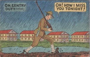 On Sentry Duty in the Rain Gun Mud Army Soldiers c1940s Comic Postcard 11400.3 - Picture 1 of 7