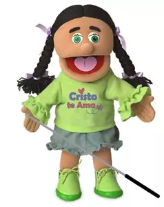 Paquete de marionetas Silly Puppets Jazmín "Cristo Te Ama" 14 pulgadas con caña para brazos - Imagen 1 de 3