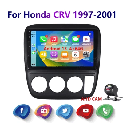 4-64G Android 13 For Honda CRV 1995-2001 Carplay Car Stereo Radio GPS Wifi BT - Изображение 1 из 4