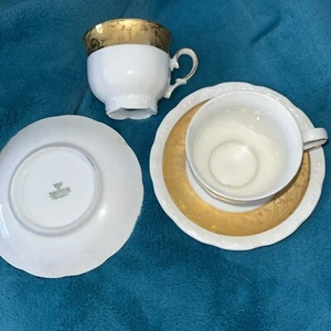 Mitterteich Bavaria Cappuccino Demitasse Cup Saucer Gold Edged Frolicking Fairys - Picture 1 of 2