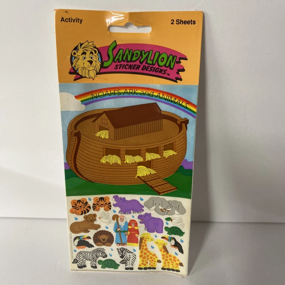 Vintage Kromekote Stickers Sheet Noah's Ark & Animals Sandylion