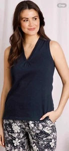 Weird Fish Ladies Arenas Organic Outfitter Cotton Vest in Navy - Picture 1 of 8